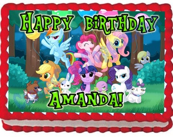 My Little Pony 1/4 Sheet Edible Photo Birthday Cake Topper. ~ Personalized!
