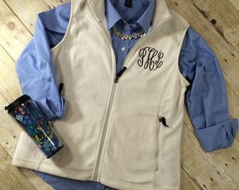 Monogram Fleece Vest | Monogram Vest | Monogram Womens Vest | Monogram Womens Outerwear | Fall Monogram Vest