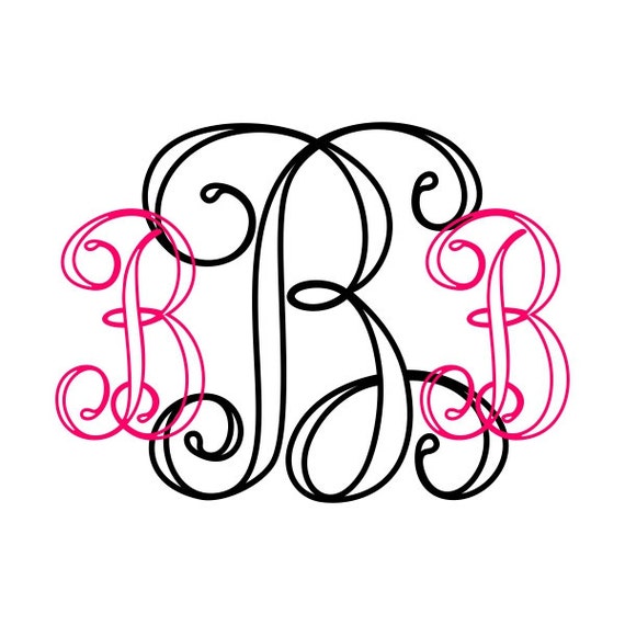 Vine Interlocking 3 Monogram Cuttable Monogram Font by ...