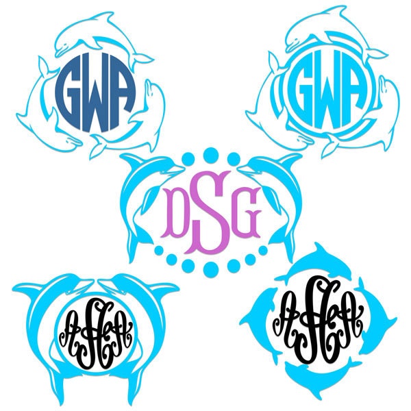 Dolphin Monogram Frame Cuttable Designs SVG DXF EPS use with