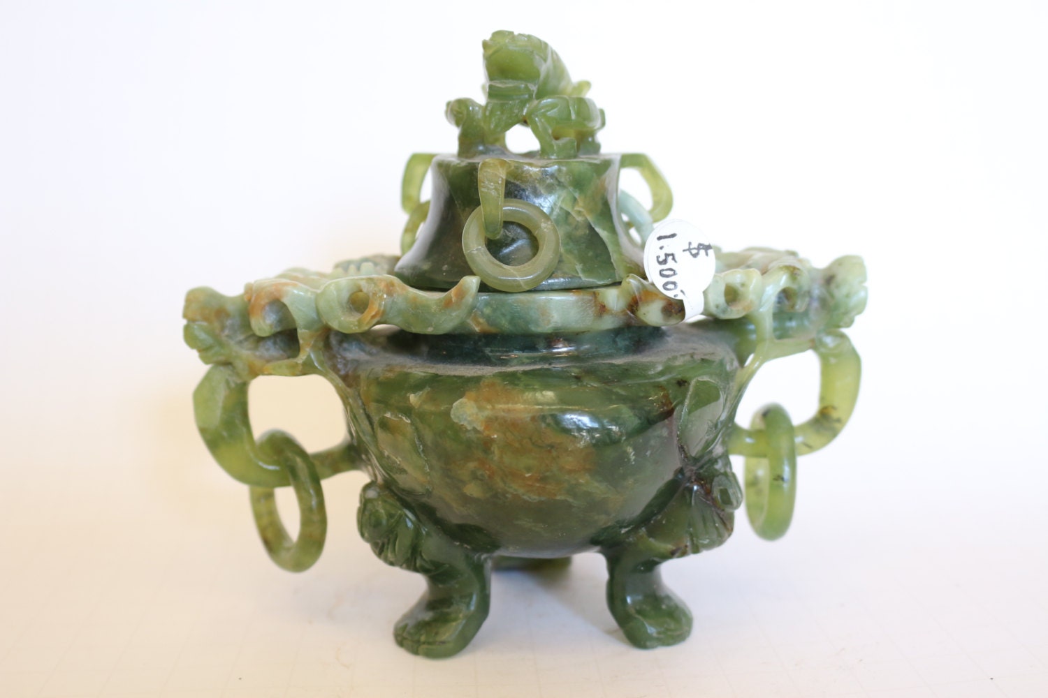 Antique Chinese Jade Carved Dragon Incense Burner Censer