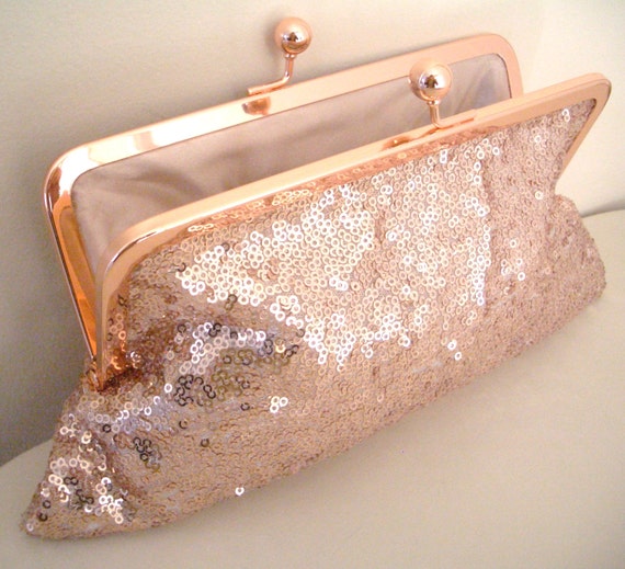 rose gold beaded clutch bag