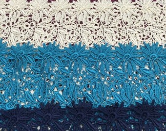 Guipure Lace Fabric By The Yard 48"/50" - Blue, Green, Ivory, White, Silver, Teal, Red, Pink, Purple, Turquoise, Navy, Black
