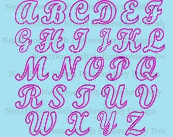 Monogram Machine Embroidery Applique Design, script letters big small cap A to Z, Digital Alphabet download, font-002