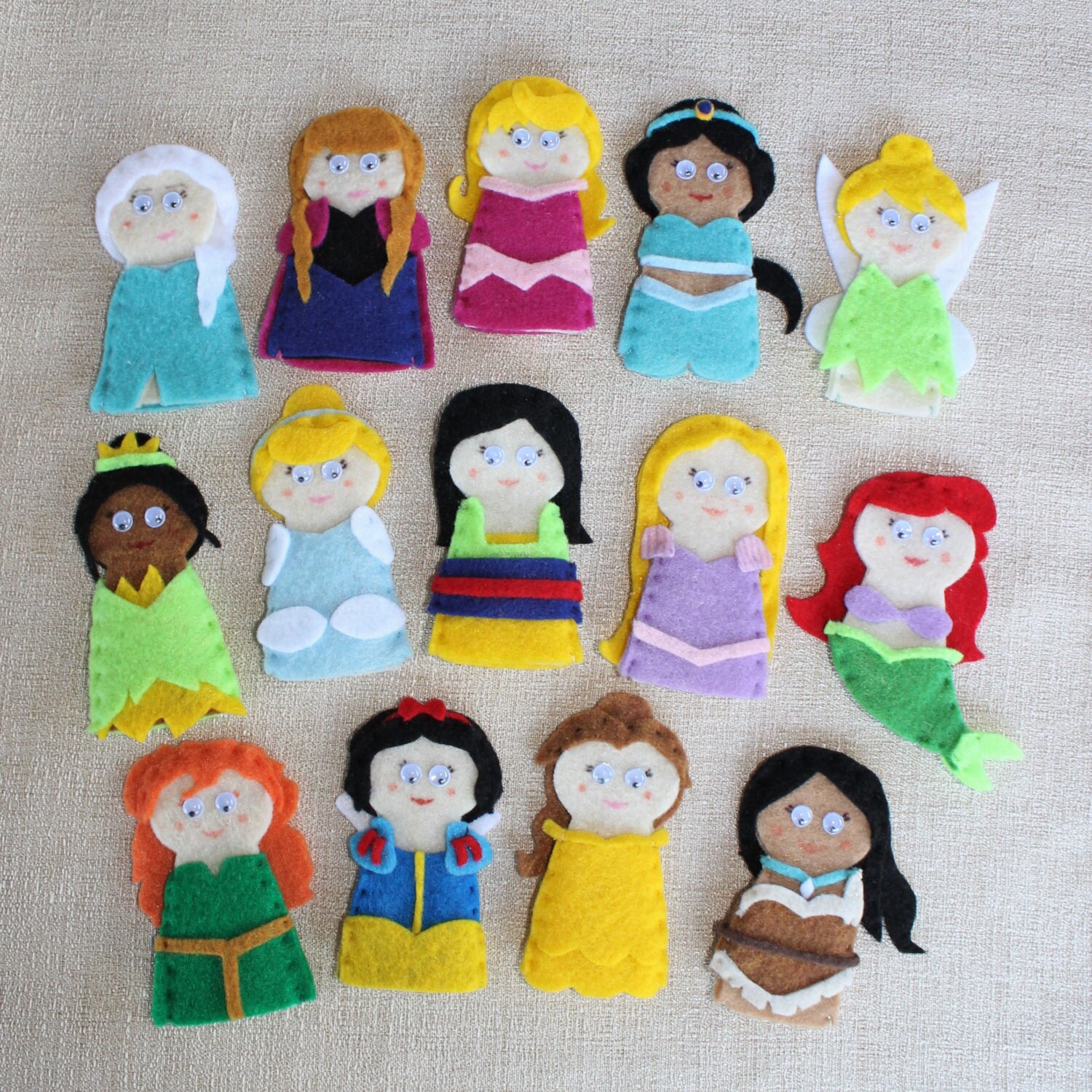 Princess Finger Puppets by IttyBittiesbyNat on Etsy