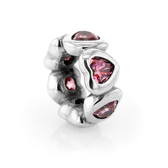 Pandora Space in my Heart Pink Spacer Sterling Silver S925 ALE