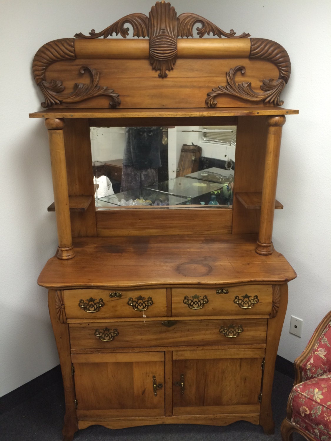 Beautiful Antique HandCarved Buffet w/ Mirror Haute Juice