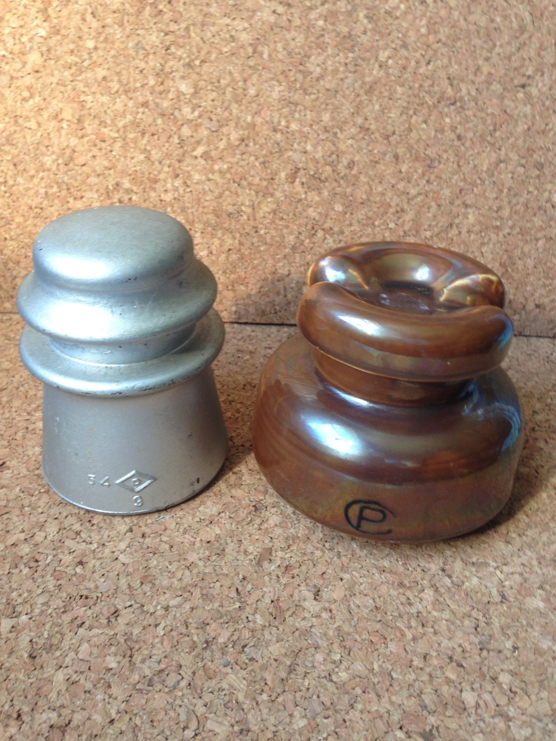 Glass Insulator Brown Insulator Silver by VeryVintageCanadian