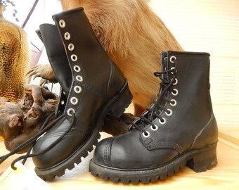 na*na industrial strenght boots black leather 80's, size 5, new