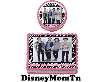 ONE DIRECTION Birthday Party Edible Cake Topper Cupcake Personalized Custom Made Image