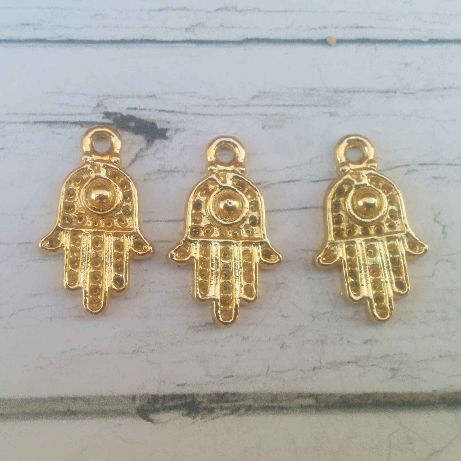 Bohemian Gold Hamsa Charm// Gold Plated Hamsa Pendant//