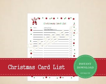 printable christmas card list