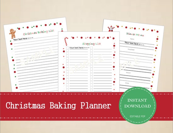 Christmas Baking Planner Christmas Baking List Holiday