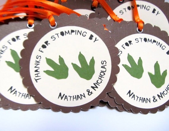 Dinosaur Favor Tags, Dinosaur Birthday Decorations, Dinosaur Favors, Dinosaur Baby Shower, Thank You Tags, Dinosaur Decorations