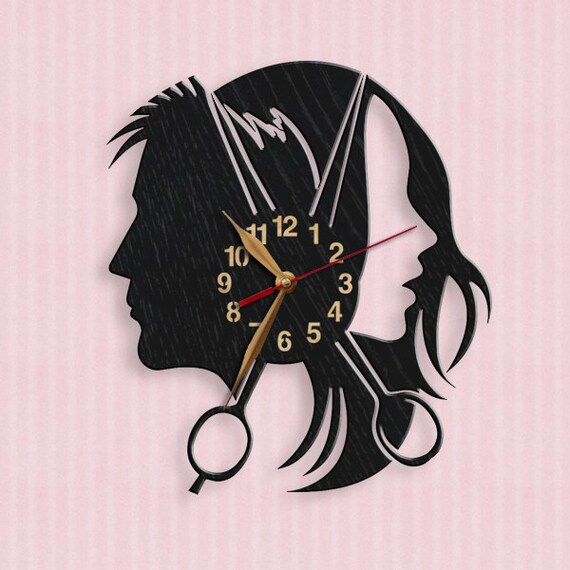 Hairdresser's Parlor Beauty Salon Wood Wall Clock