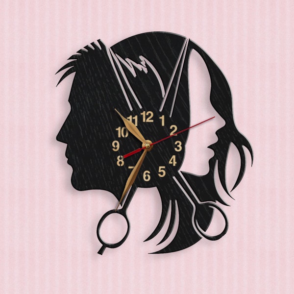 Hairdresser's Parlor Beauty Salon Wood Wall Clock