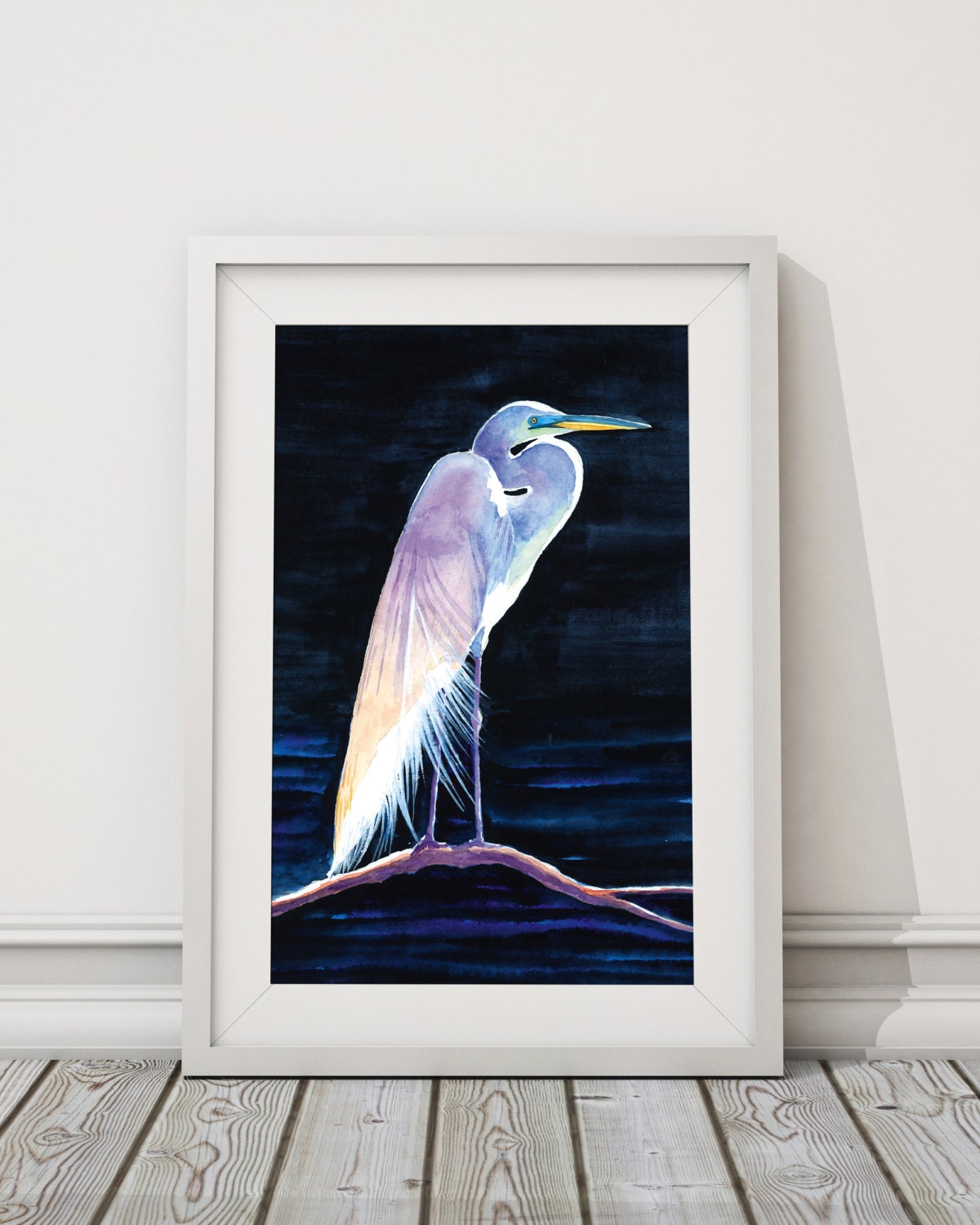 A4 White Egret art print interior wall decoration. White Egret
