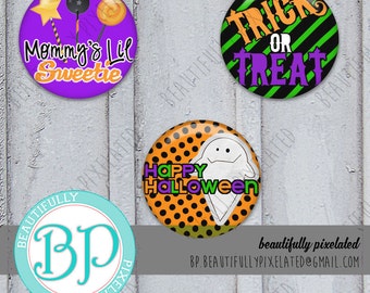 Treat Mix - Halloween Bottle Cap Images - Digital Collage Sheet - 1 Inch Circles for Bottlecaps, Hair Bows, Pendants - Instant Download