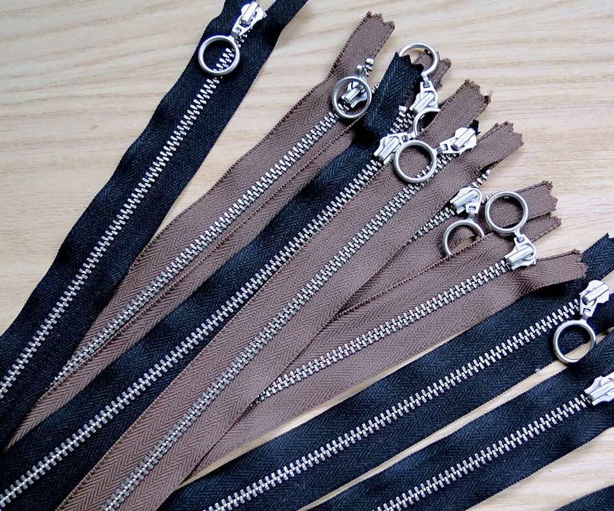 8in heavy duty YKK zipper pack of 5 black or brown zipper
