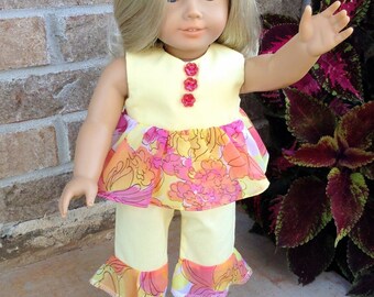 18 Inch Doll Clothes, AG Doll, Girl Doll, Capris, Top, Skirt and Book Bag Set