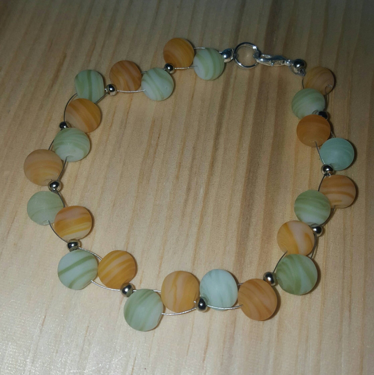 Beautiful frosted glass bead bracelet
