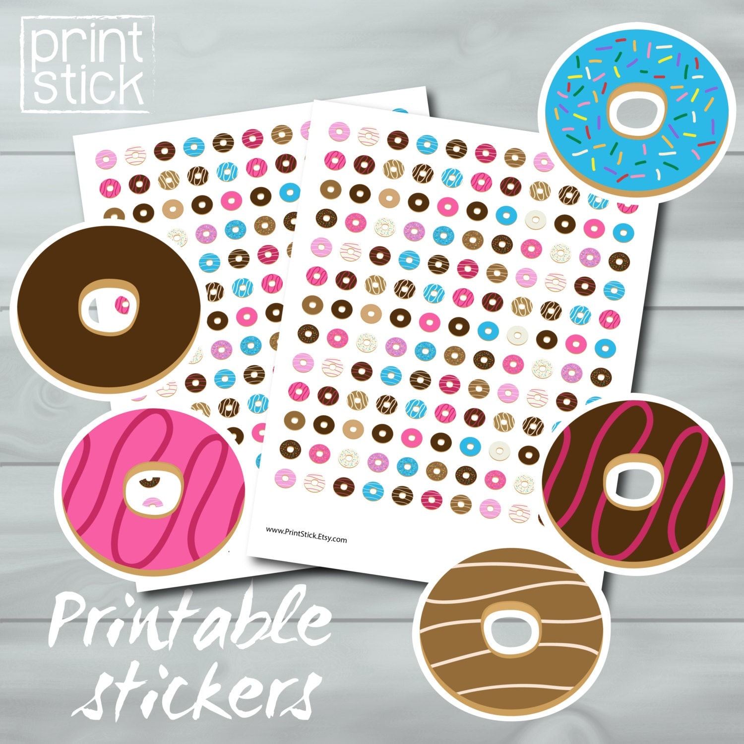 donut printable stickers cute little donuts perfect by printstick