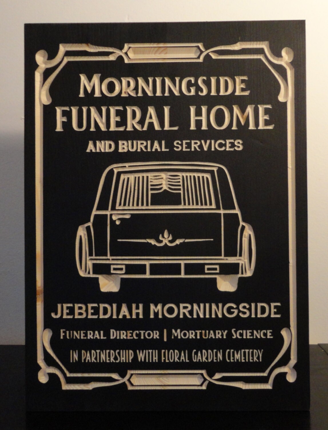 Morningside Funeral Home and Burial Services Wooden Sign