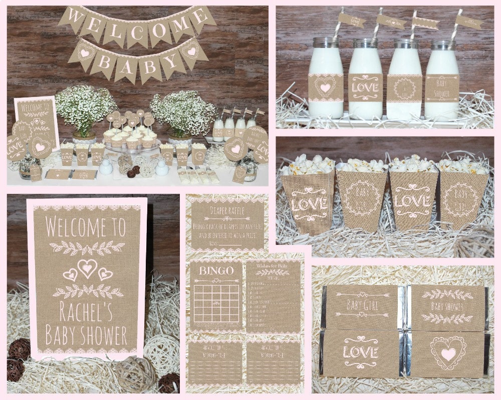 Rustic baby shower decorations Girl baby shower decorations
