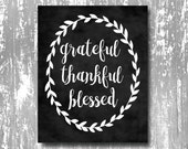 Items Similar To Grateful Thankful Blessed Art Print, Grateful Thankful ...