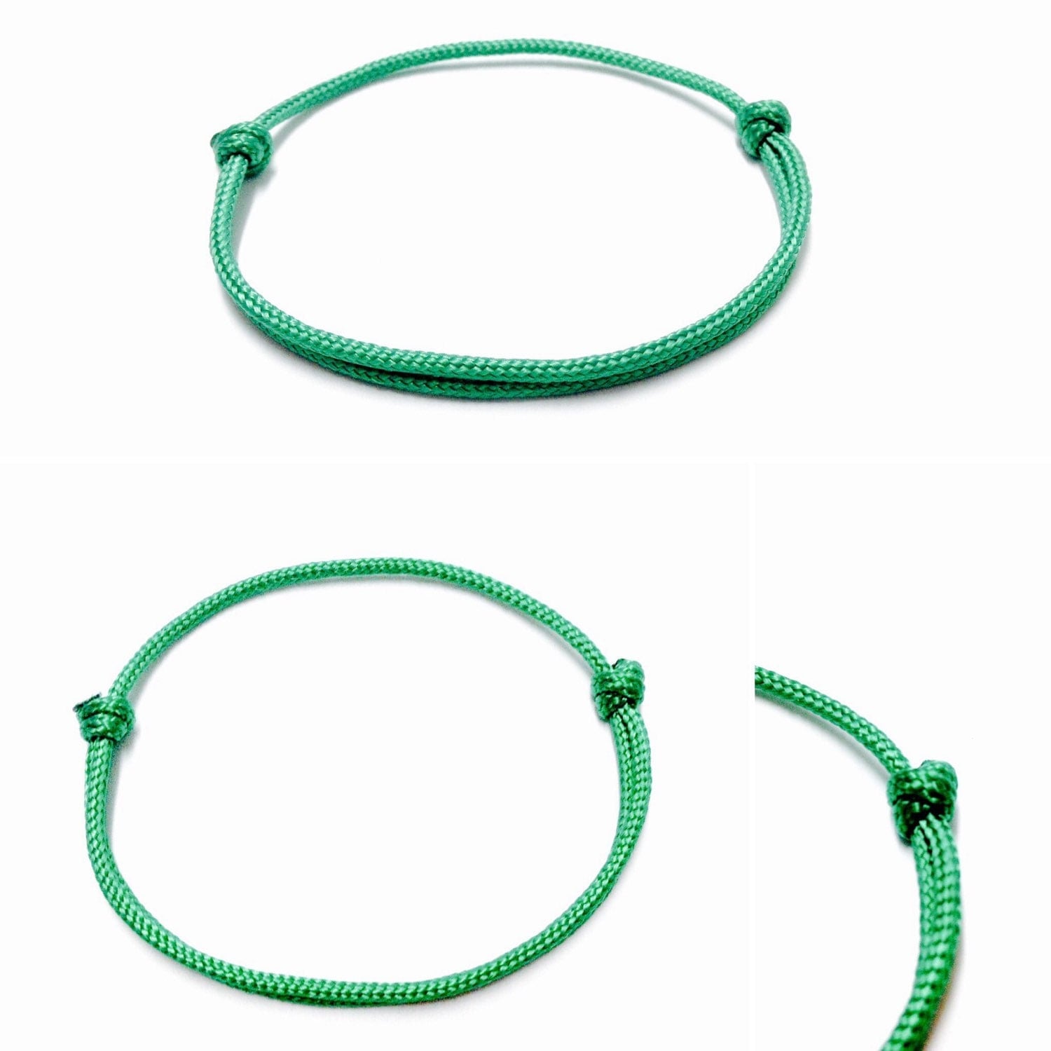 Green String Bracelet Simple Knot Bracelet Green Knot