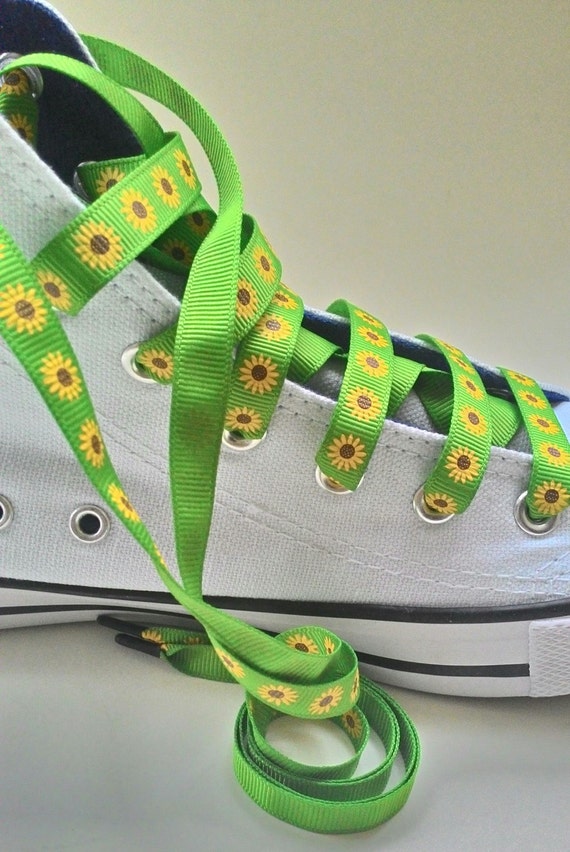 Items similar to Grosgrain satin ribbon shoelaces, Sunflower shoelaces