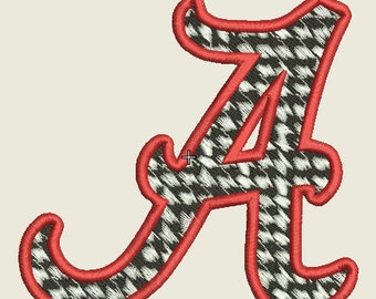 Alabama Roll Tide Bama Letter A Plaid houndstooth Embroidery digital design format Instant Download