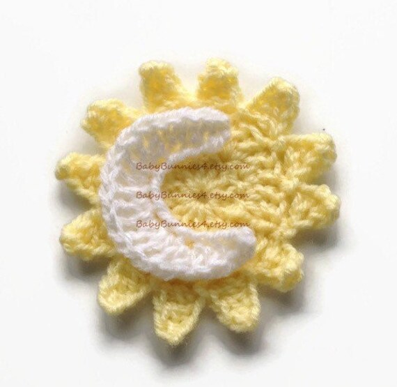Crochet sun and moon applique day and night motif sun