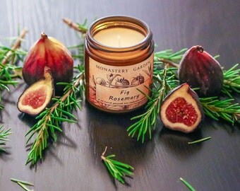 4 oz FIG ROSEMARY Scented candle, natural candle, soy candles, vegan,