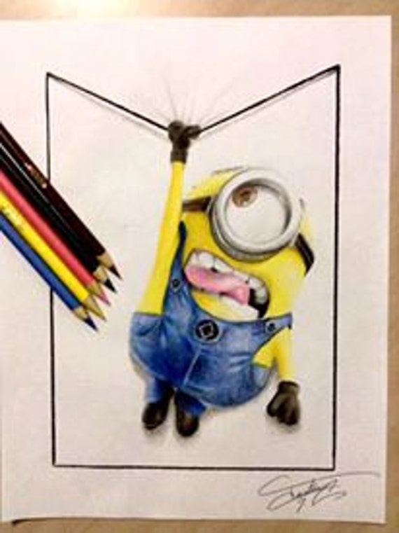 3D Minion Drawing by HybridStylez on Etsy