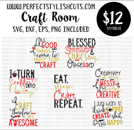 Download Craft Room Decor Bundle SVG DXF EPS png Files for Cutting