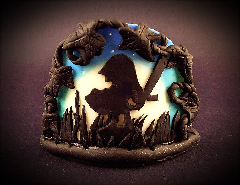 Link Legend of Zelda Candle Holder, handmade with polymer clay. Tea