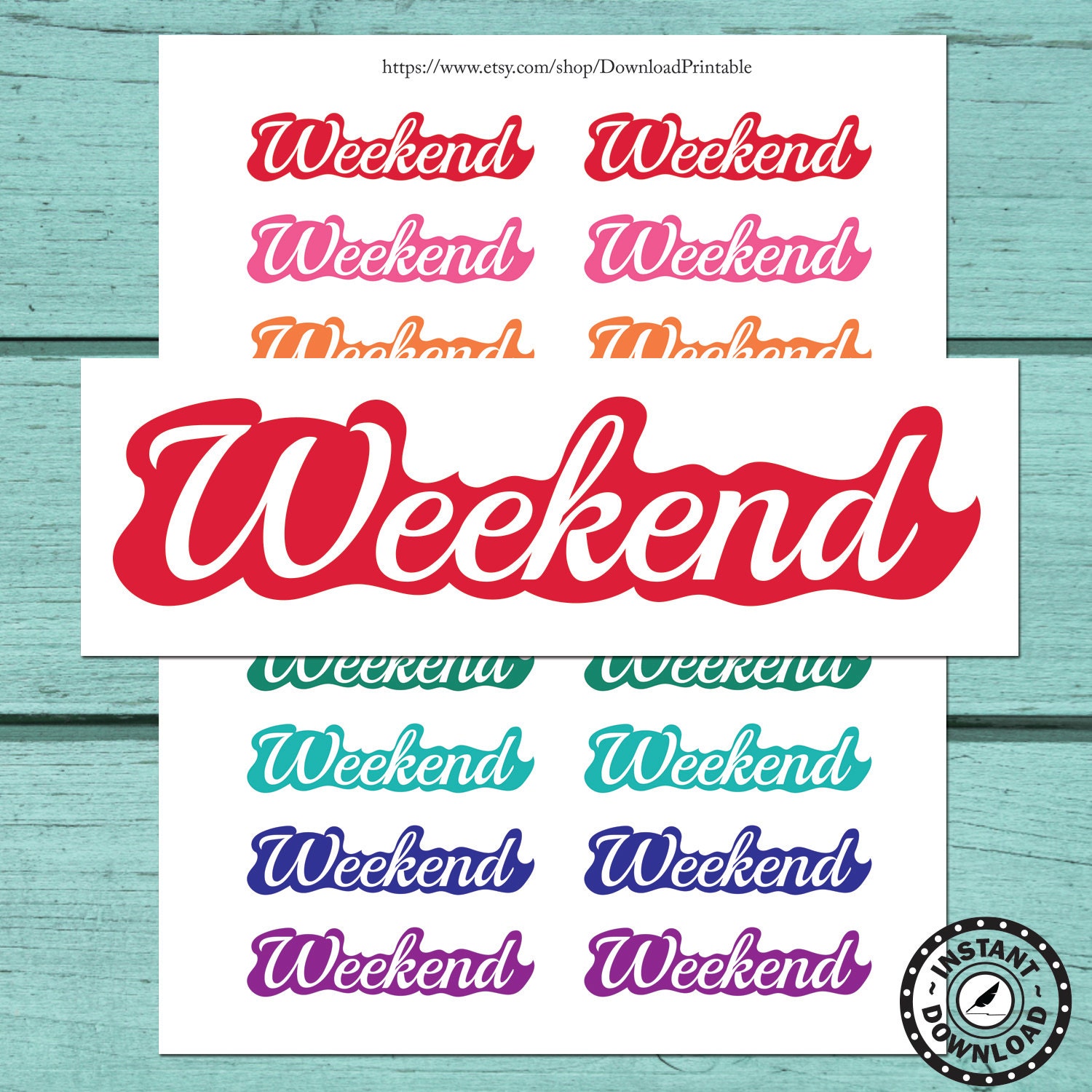 Weekend Banner Planner Stickers Printable Planner Stickers