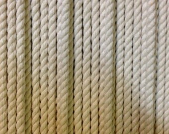 6mm WHITE COTTON ROPE / macrame cord: Macrame and craft cord. Soft, 3-strand white cotton rope.