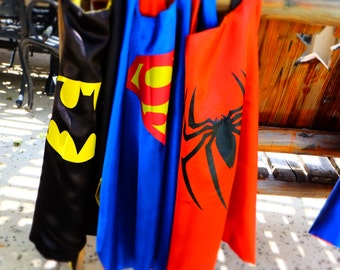 Superhero Cape - (1) Cape or 5 Pack ~ Batman, Robin, Spider Man, Superman, Flash ~ birthday party favors, Superhero party, capes