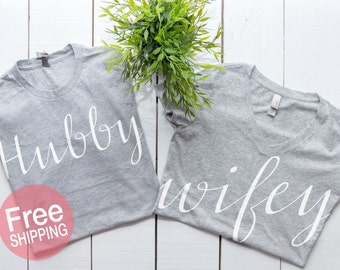 Hubby Wifey shirts, Wifey Hubby Shirts, Honeymoon shirts, Hubby Wifey t-shirt set,Couples Shirts Bride shirts, Groom Shirts ©