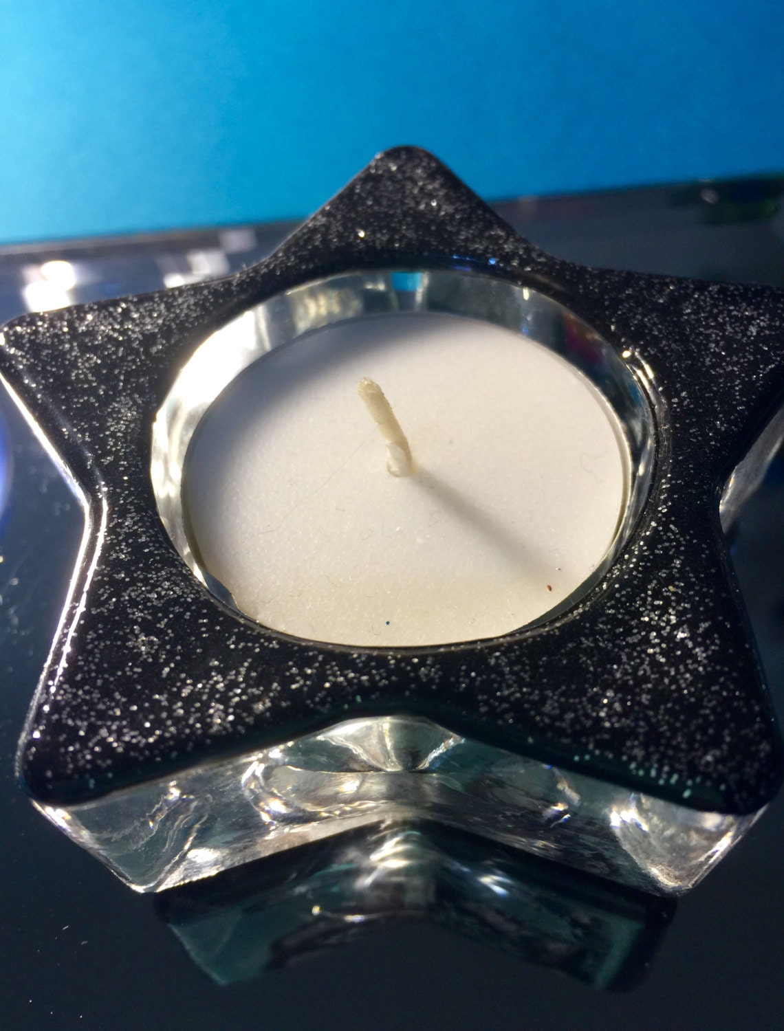 Black & Silver Star tea light holders