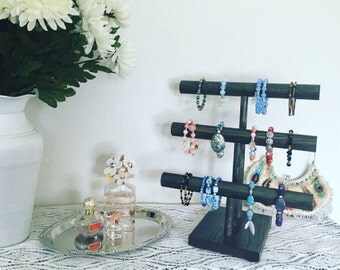 SALE Solid Oak 3 Tier Jewelry Display | Wood Jewelry Organizer
