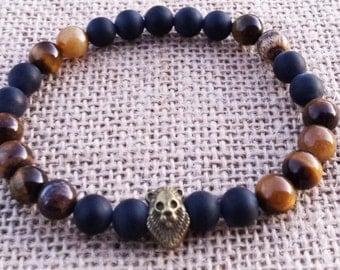 Lion Bracelet Men's Beaded Bracelet Tiger Eye Bead Bracelet Men Bead bracelet Gemstone Bracelet Gifts For Him Boyfriends Gifts Men Lion