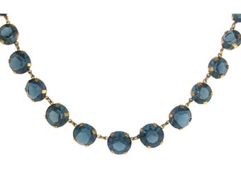 Vintage Riviera Necklace | Vintage 1950s Necklace | Glass Necklace | Statement Necklace | Blue Necklace | Choker Necklace | Vintage Necklace
