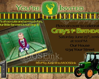 5x7 Custom Tractor / Farmer Birthday Invitation