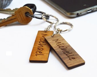 Name Keyring, Custom Keychain in Walnut Wood, Wooden Keyring, Personalized Keychain, Personalised Keyring, Christmas Gift, Stocking Fillers
