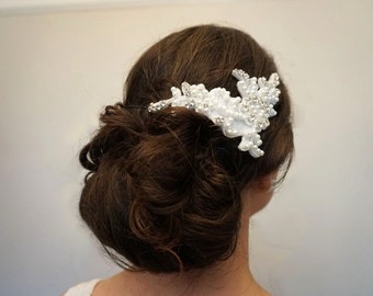 Lace appliqué embellished bridal headpiece, Wedding lace appliqué embellished headpiece, Lace bridal headpiece, lace wedding hair accessory