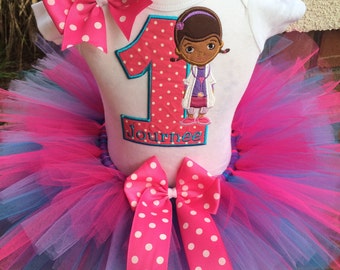 Doc McStuffins Birthday Party Tutu Outfit Dress Set Handmade 1st 2nd 3rd