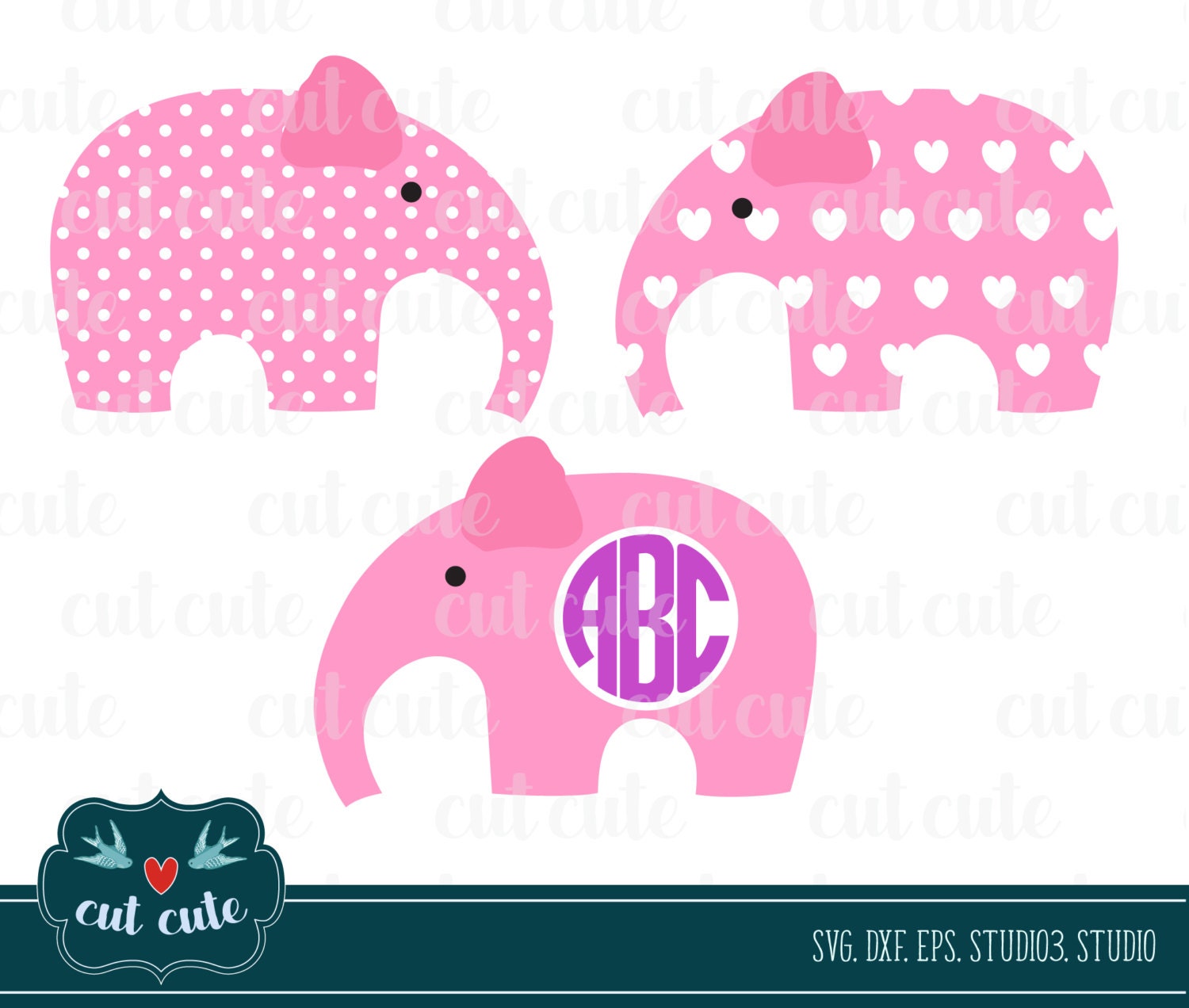 Download Elephants SVG file Elephant Monogram Frame animal by ...